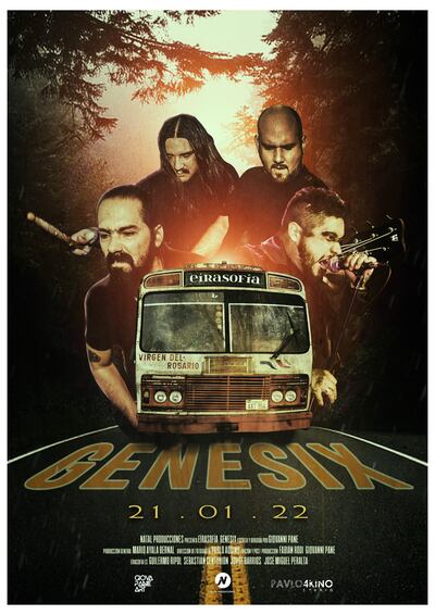 Los integrantes de Eírasofía en el póster promocional del video.