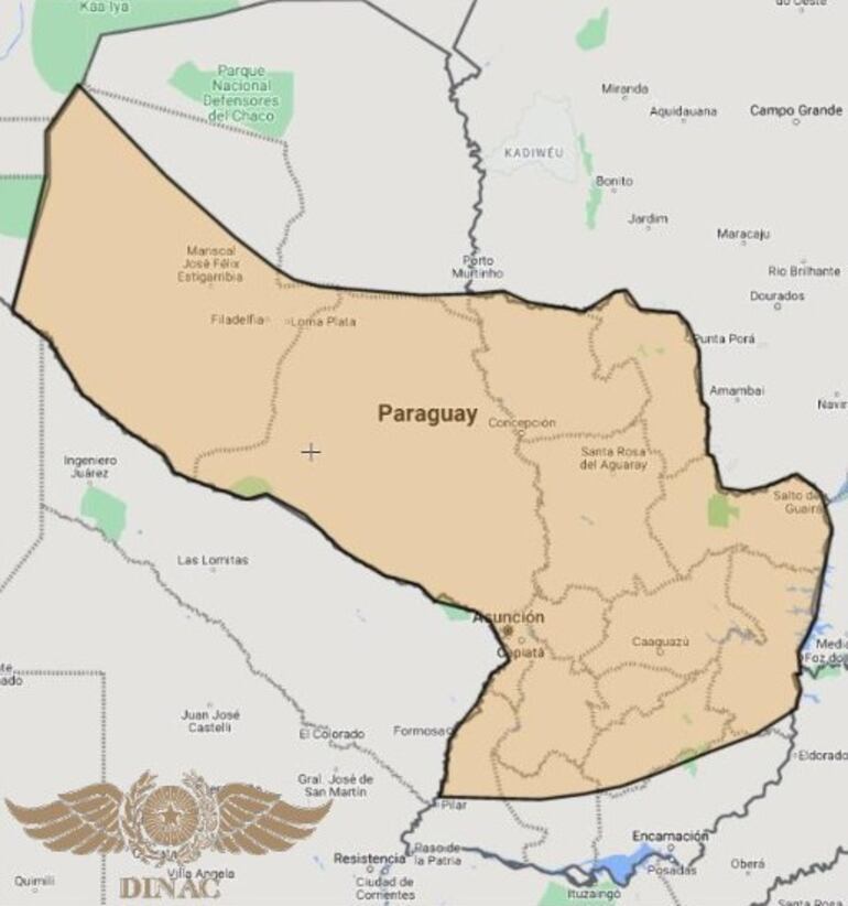 Mapa del área de afectación del sistema de tormentas