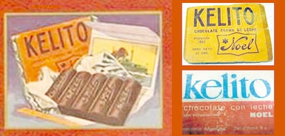 Envoltorios de los chocolates Kelito, de la empresa argentina fundada por Carlos Noel Echave.