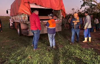 Momento en que el camión de la SEN llegó en el lugar del tornado.