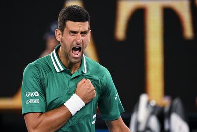 Novak Djokovic celebrando con todo su victoria en Australia