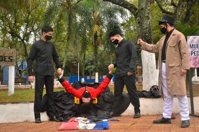 Alumnos de instituciones educativas de la zona participaron de la conmemoración.