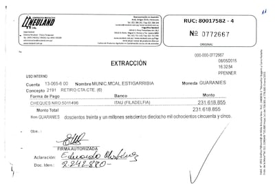 En una sola transacción, el concejal de Mariscal Estigarribia Eduardo Martínez Araujo (Avanza País) retiró más de G. 231 millones.