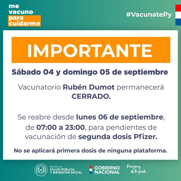 Flyer del Ministerio de Salud sobre el cierre temporal por dos días del autodromo "Rubén Dumot".
