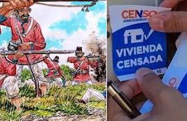 Imagen de referencia: ilustración sobre la Guerra de la Triple Alianza y una calcomanía del Censo Nacional 2022.