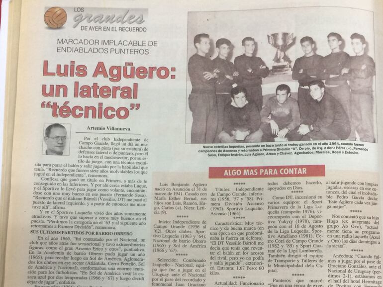 Parte de la entrevista de Luis Aguero con ABC Color en 2002.