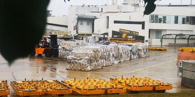 Cargamento que llegó esta mañana al Silvio Pettirossi.