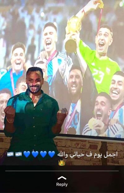 El joven de 26 años, identificado como Mostafa Abdel Aal, en una foto publicada por el cardiólogo Gamal Shaban. El joven falleció luego del triunfo de Argentina en la Copa del Mundo.