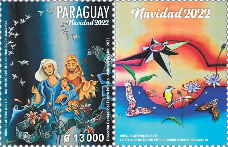 Correo Paraguayo con estampillas navideñas.