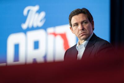 El Gobernador del estado de Florida, Ron DeSantis, durante un acto público en Carolina del Sur.  (AFP)
