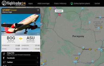 Seguimiento del vuelo que traen las vacunas a nuestro país.