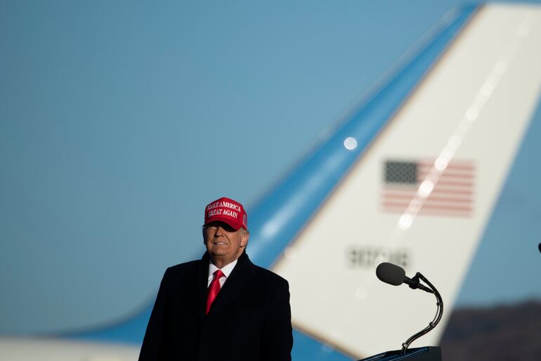 El presidente estadounidense Donald Trump durante un mitín en el aeropuerto internacional Wilkes-Barre Scranton, en la ciudad de Avoca, Pensilvania.