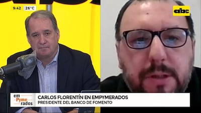 Carlos Florentín (d), presidente del BNF hoy en el programa EnPymerados, de ABC Cardinal y ABC TV.