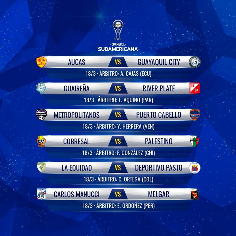 Árbitros para Sudamericana