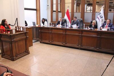 Alfredo Enrique Kronawetter, Rodrigo Blanco Amarilla, Hermelinda Alvarenga de Ortega y Ramón Retamozo, miembros del JEM, participaron de forma presencial de la audiencia testifical de dos causas.