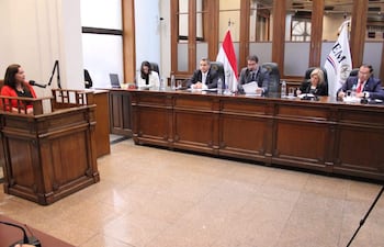 Alfredo Enrique Kronawetter, Rodrigo Blanco Amarilla, Hermelinda Alvarenga de Ortega y Ramón Retamozo, miembros del JEM, participaron de forma presencial de la audiencia testifical de dos causas.