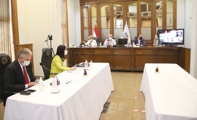 Sesión mixta (presencial y virtual) del Jurado de Enjuiciamiento de Magistrados (JEM).