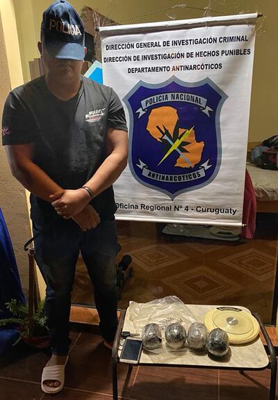 Wilfrido Rafael Candia Gómez fue derivado a la sede de Antinarcóticos junto con todas las evidencias.