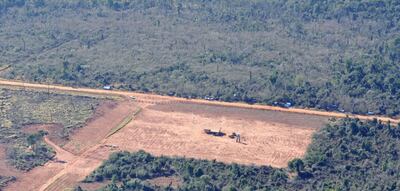 Vista aérea de parte de la estancia "La Patria", en el Chaco paraguayo.