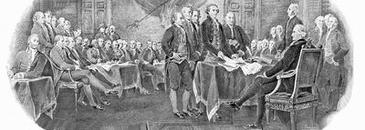 "Firma de la Declaración de Independencia" en 1776 (pintura de John Trumbull).