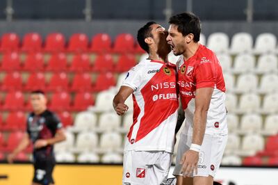 Festejo de uno de los goles de River en el juego ante Guaireña