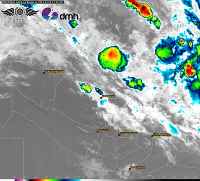 Núcleos de tormentas sobre el norte del país.