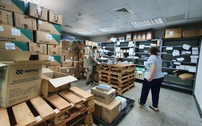Depósito de medicamentos del Hospital Integrado. En el este, las camas están en más del 90% ocupadas por pacientes con covid.
