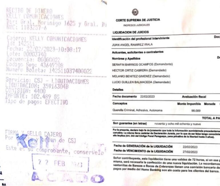 El abogado Víctor Martínez, pagó las tasas judiciales para presentar querella adhesiva pero en el juzgado no le admitieron.