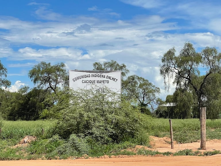 Entrada a la comunidad Cacique Mayeto, de donde provenían ambas mujeres, una de ellas menor de edad.