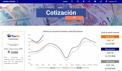 Sitio web de la empresa Prelife SRL que está en la mira por no contar con licencia para operar, y por su dudoso esquema de inversión.