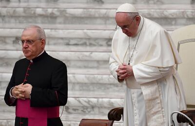 El papa Francisco, ayer, durante la oración del Ángelus dominical, en el Vaticano.