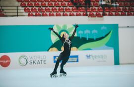 La patinadora compatriota Jazmín Pérez durante su segunda presentación. La misma ocupó el puesto once en el mundial.