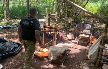 Los agentes de la Senad encontraron varios campamento provisorio de los marihuaneros.