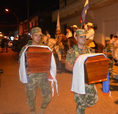 Recreación de los restos del Mariscal López y su hijo Panchito.