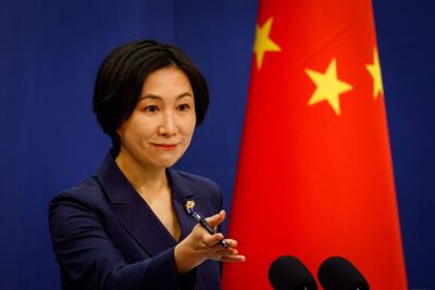 El portavoz del Gobierno de China, Mao Ning, en el Ministerio de Exteriores. (EFE/EPA)