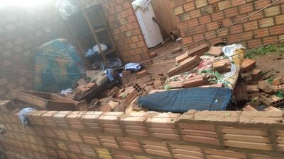 Una casa totalmente destruida en el distrito de Yhú.