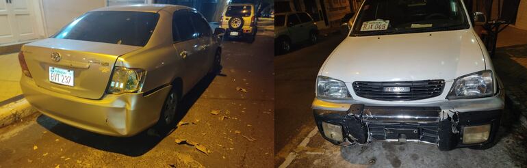 Así quedaron dos de los cinco vehículos contra los que chocó Fretes.