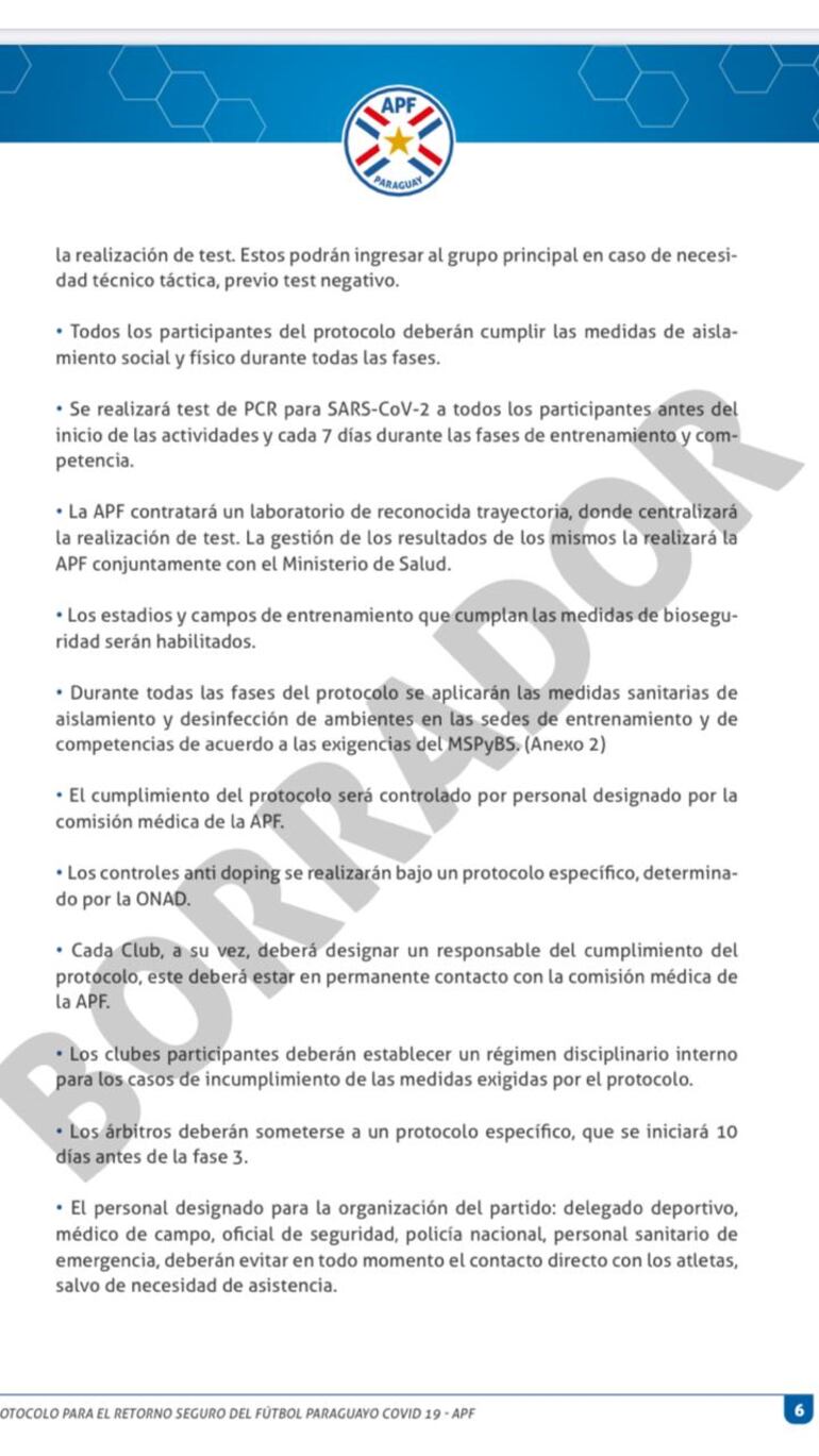 Los detalles del protocolo del fútbol paraguayo.