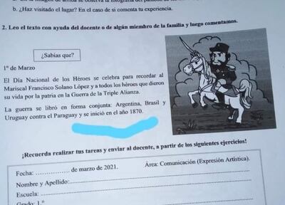 El error en el material de Expresión Artística elaborado por el MEC generó todo tipo de críticas en redes.