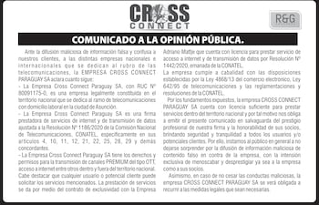 Comunicado de Cross Connect.