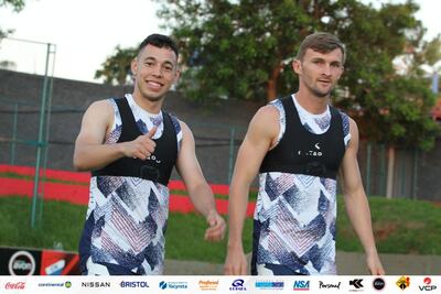 Carlos Arrúa y Walter Clar, futbolistas de Nacional.