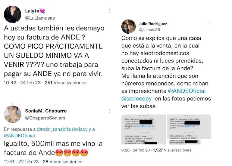 Llueven quejas de presunta sobrefacturación de la ANDE en el mes pasado.