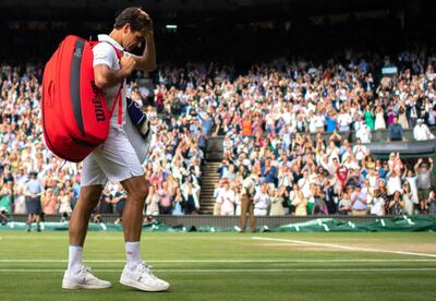 Roger Federer tras caer en Wimbledon este año.