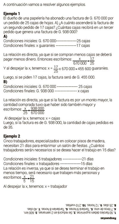 Regla de tres simple directa e inversa.