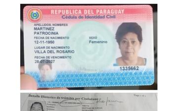 Cédula de Patrocinia Martínez (arriba) y de Patrocinia Martínez de Cuevas (abajo)