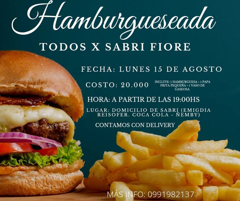 La hamburgueseada será el próximo lunes