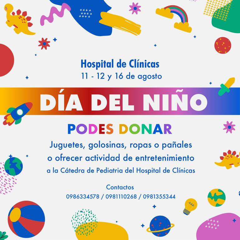 Para poder agasajar a los niños, el Hospital de Clínicas apela a la solidaridad de la ciudadanía. 