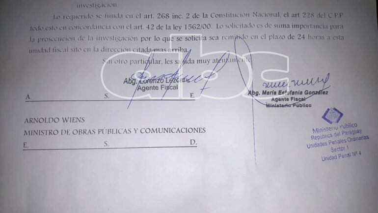 Fiscalía solicitó informe sobre reguladas al MOPC.