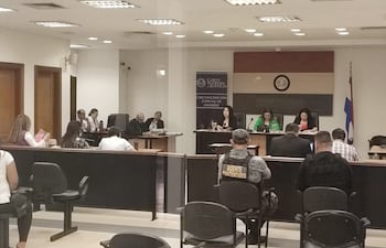 Lectura de sentencia en el Salón de Juicios Orales y Públicos del Palacio de Justicia de Pedro Juan Caballero.