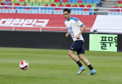 Jesús Manuel Medina Maldonado (25 años), ayer durante el entrenamiento del plantel paraguayo en el Suwon World Cup Stadium.